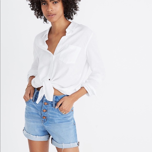 (Sold) Madewell High-Rise Denim Shorts: Button - Picture 2 of 10